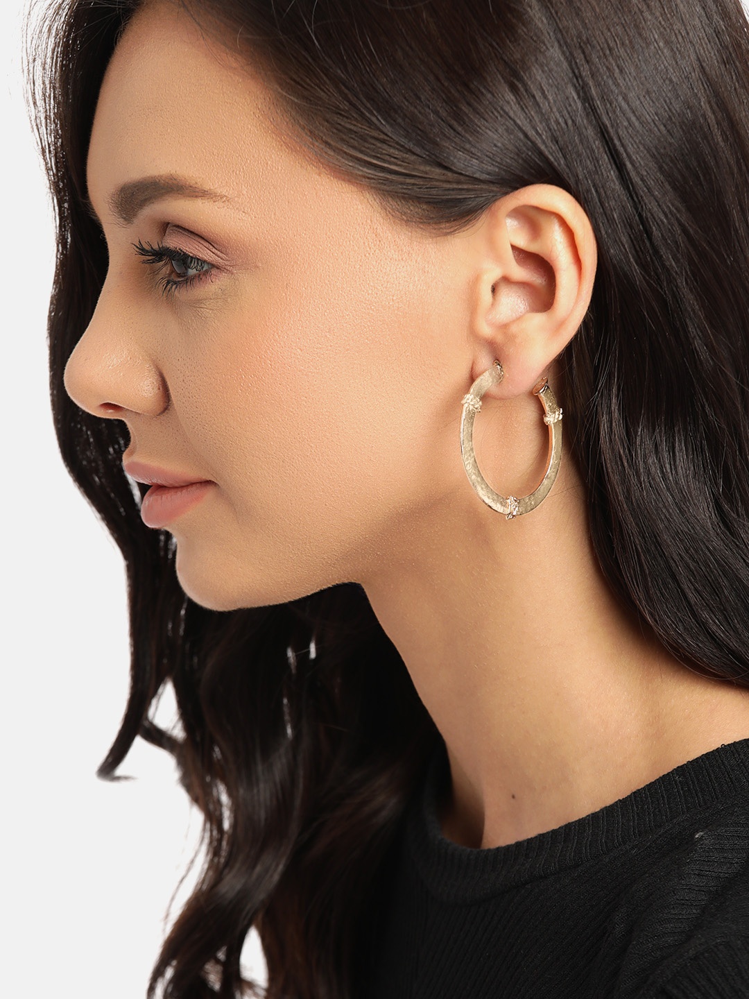 

DressBerry Gold-Toned Textured Detail Half Hoop Earrings