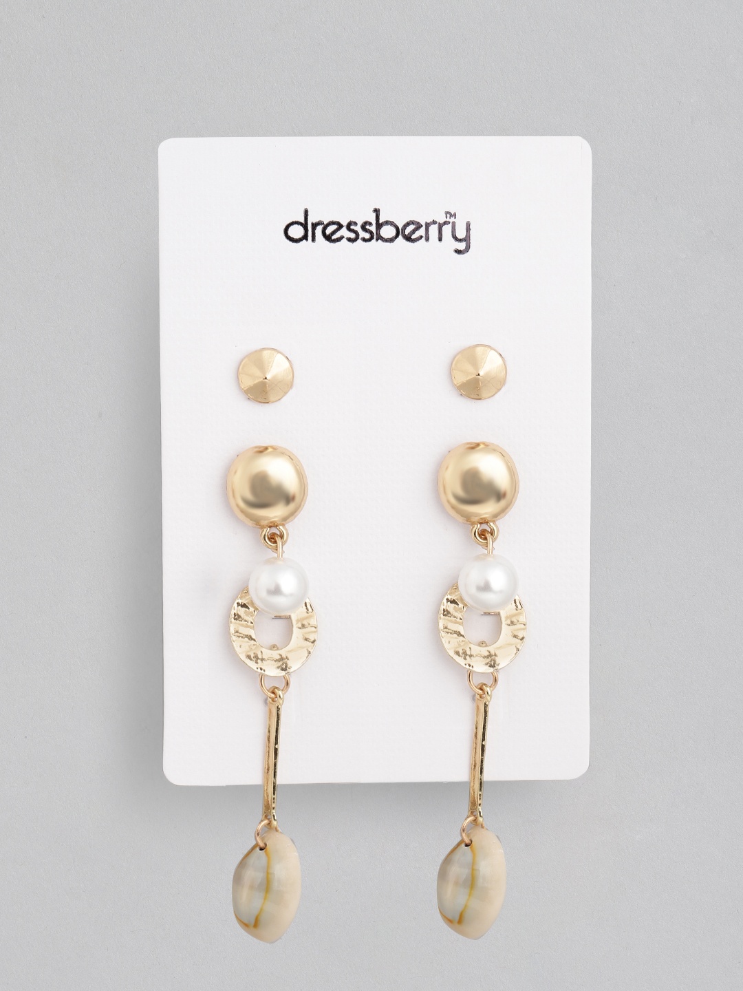 

DressBerry Set of 3 Gold-Toned Earrings