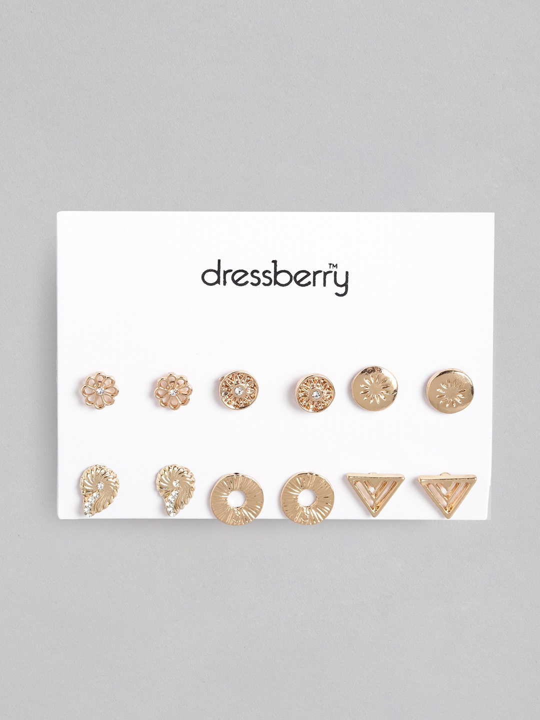 

DressBerry Set of 6 Gold-Toned Studs