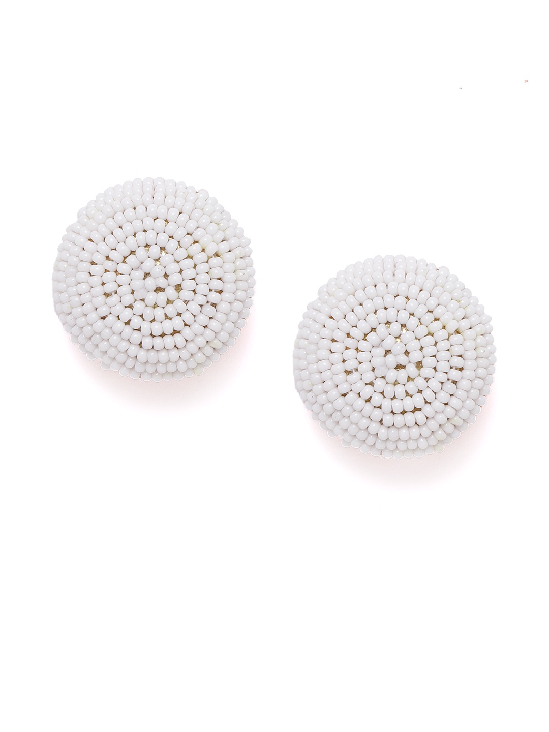 

DressBerry White Beaded Circular Oversized Studs