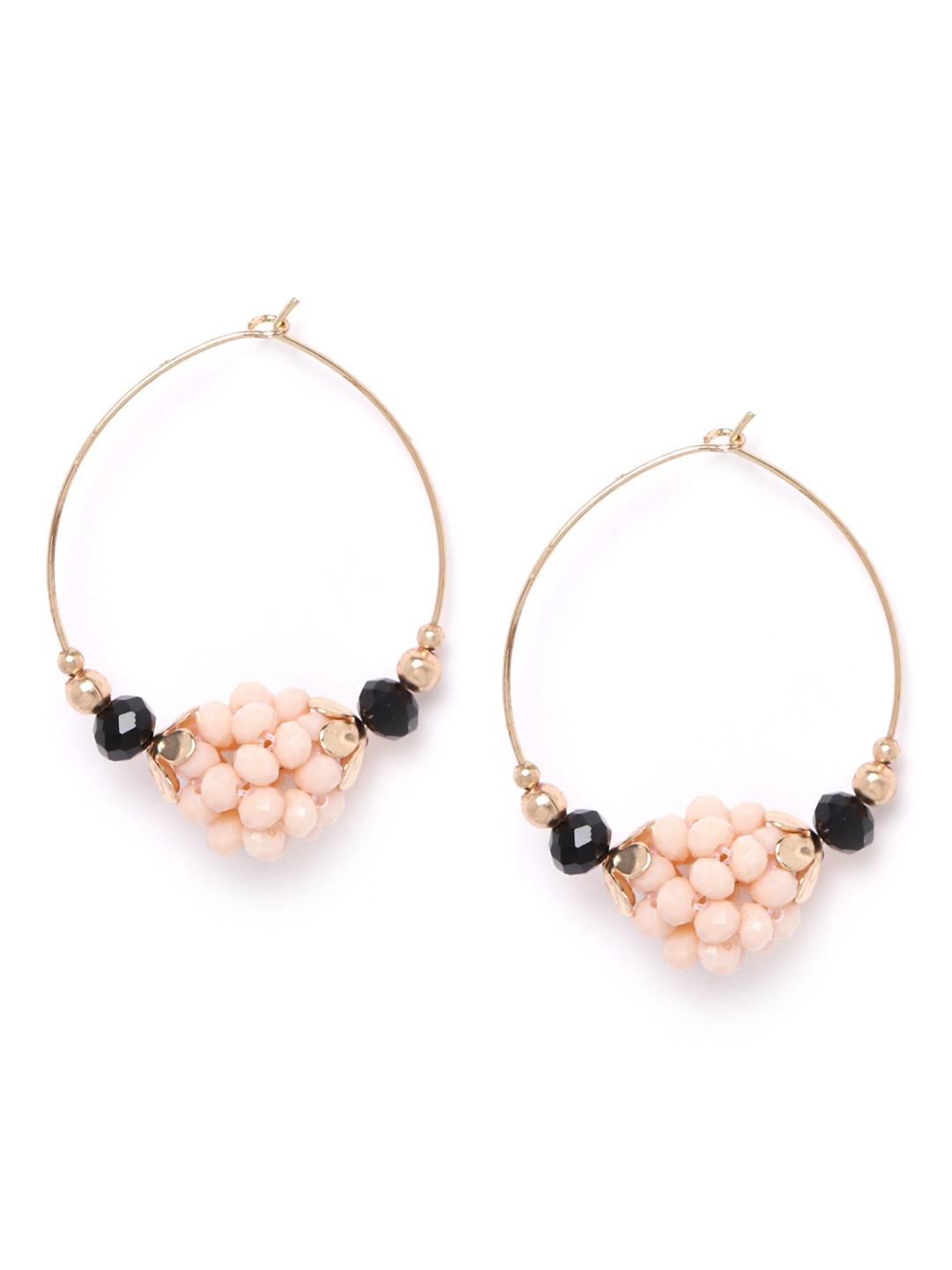 

DressBerry Gold-Toned & Peach-Coloured Stone-Studded Circular Hoop Earrings