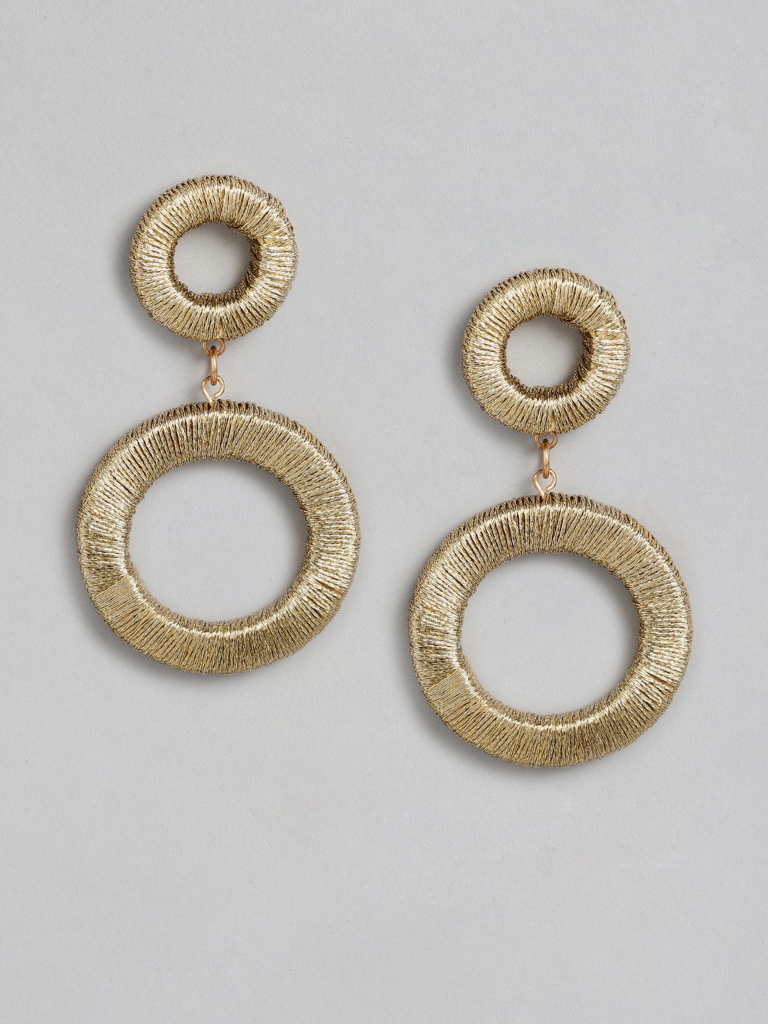 

DressBerry Gold-Toned Threadwork Circular Drop Earrings