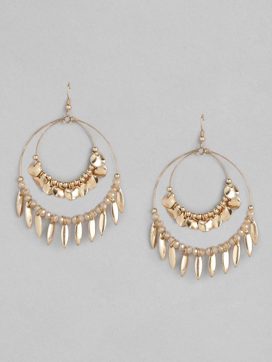 

DressBerry Gold-Toned Circular Drop Earrings