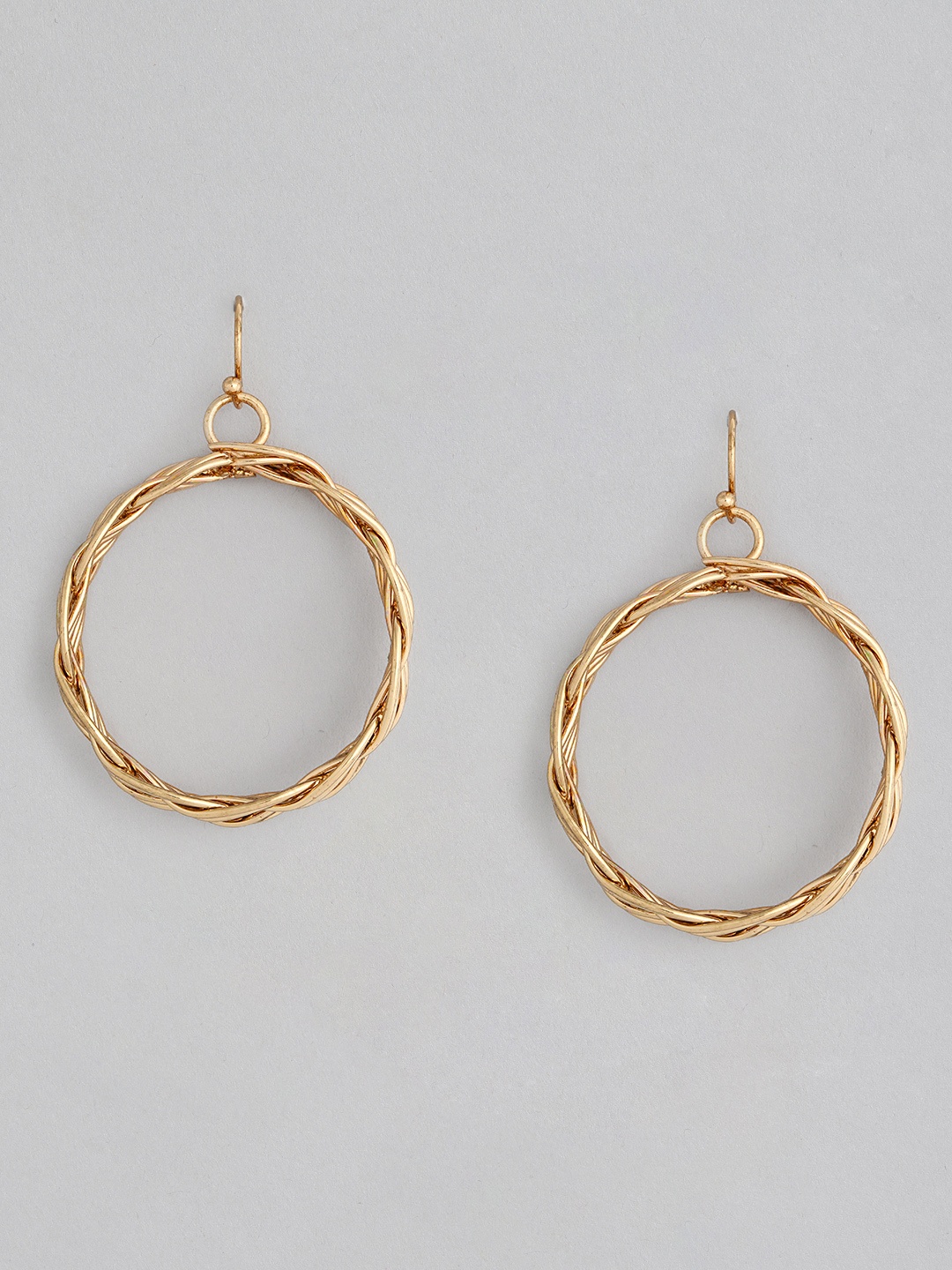 

DressBerry Gold-Toned Twined Circular Drop Earrings