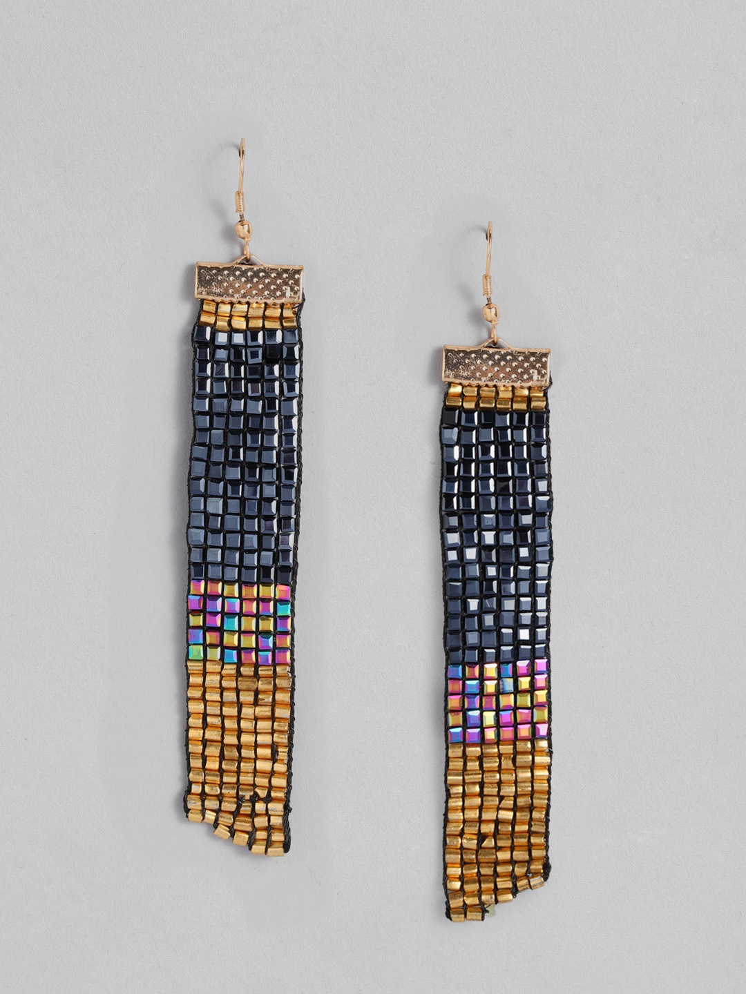 

DressBerry Gold-Toned & Black Contemporary Drop Earrings