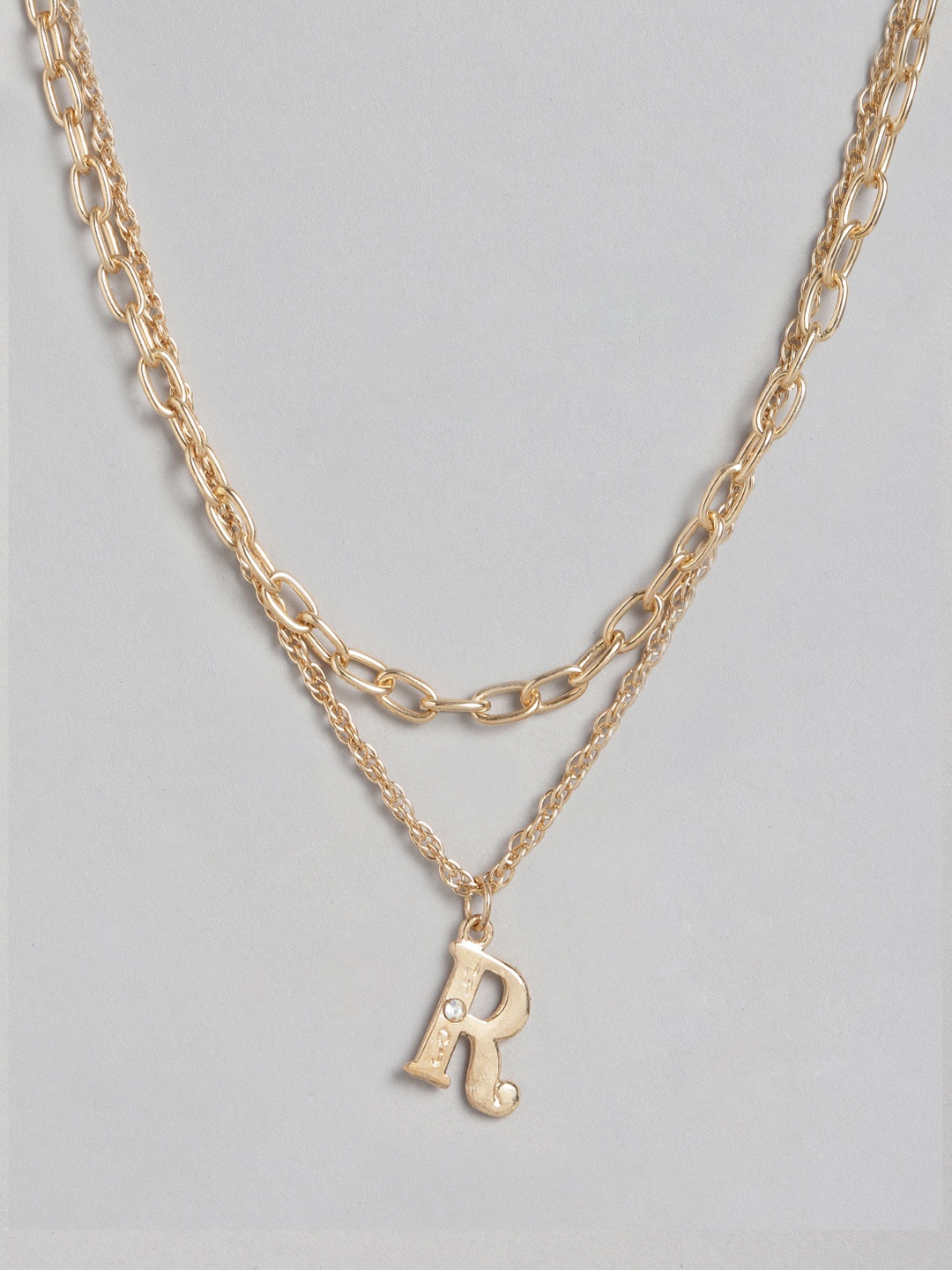 

DressBerry Gold-Toned R-Alphabet Stone-Studded Layered Necklace