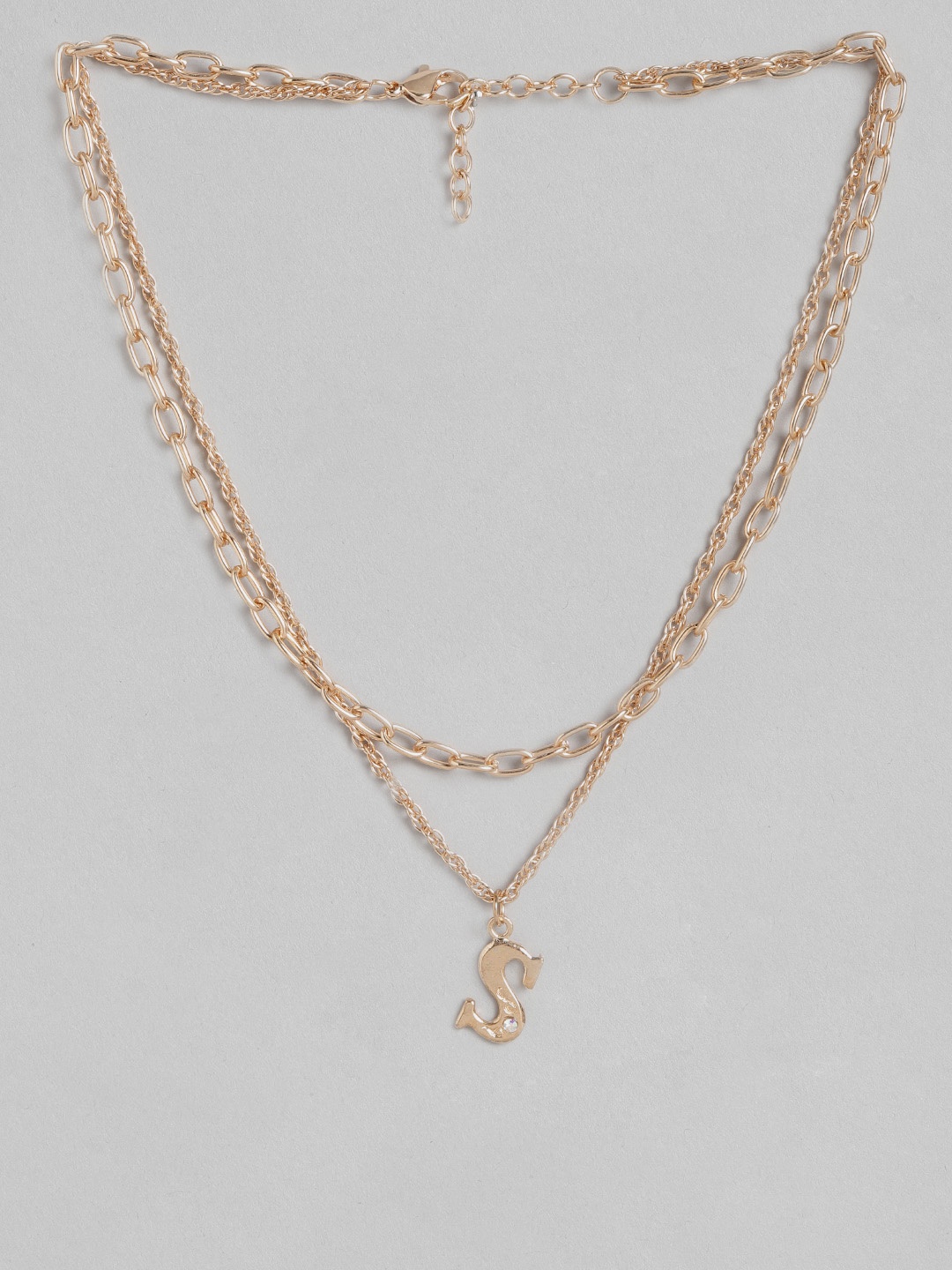 

DressBerry Gold-Toned S-Alphabet Stone-Studded Layered Necklace