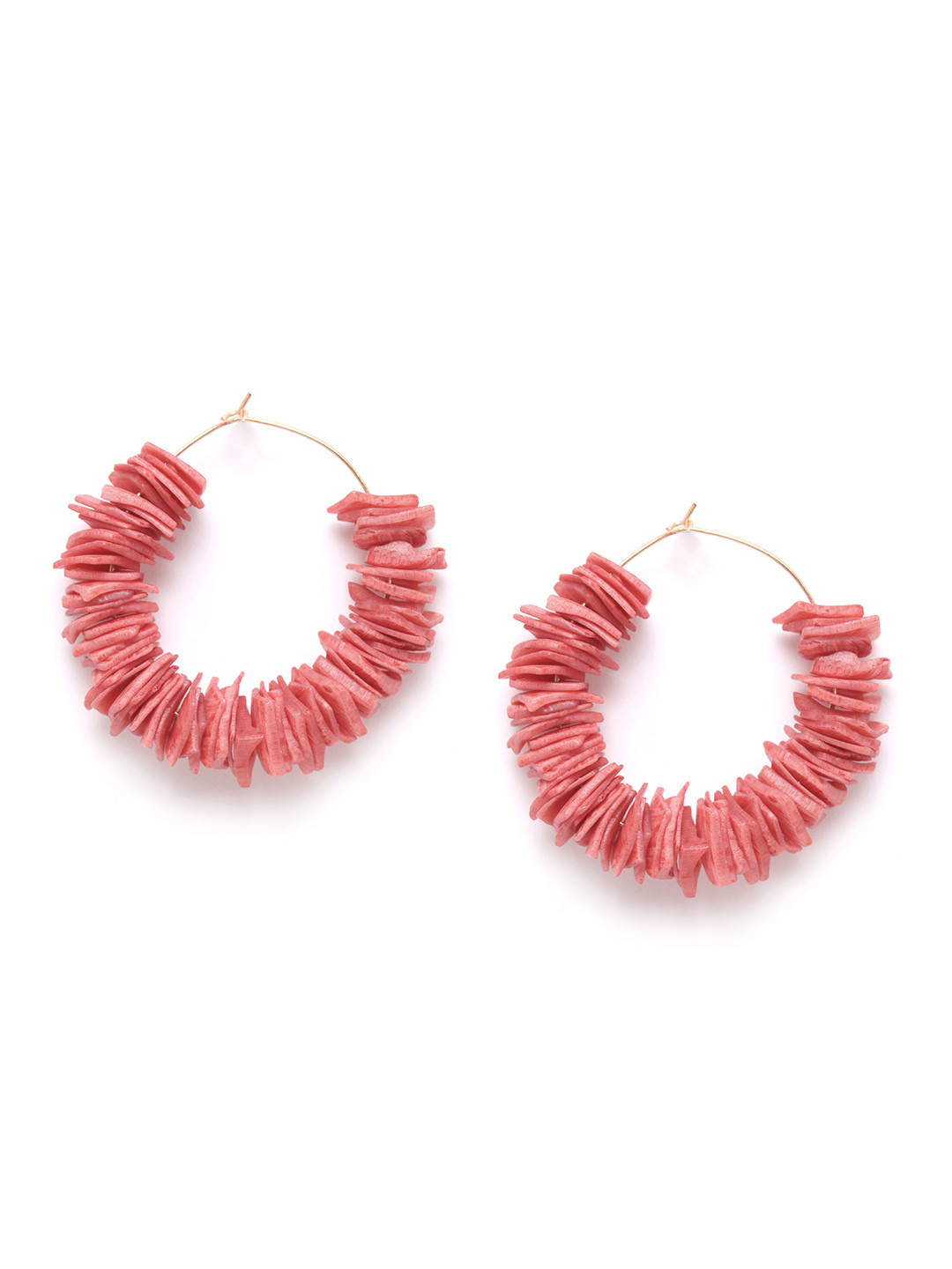 

DressBerry Coral Red Shell Oval Hoop Earrings