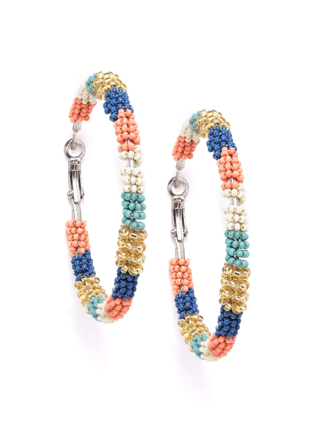 

DressBerry Multi-Coloured Beaded Circular Hoop Earrings
