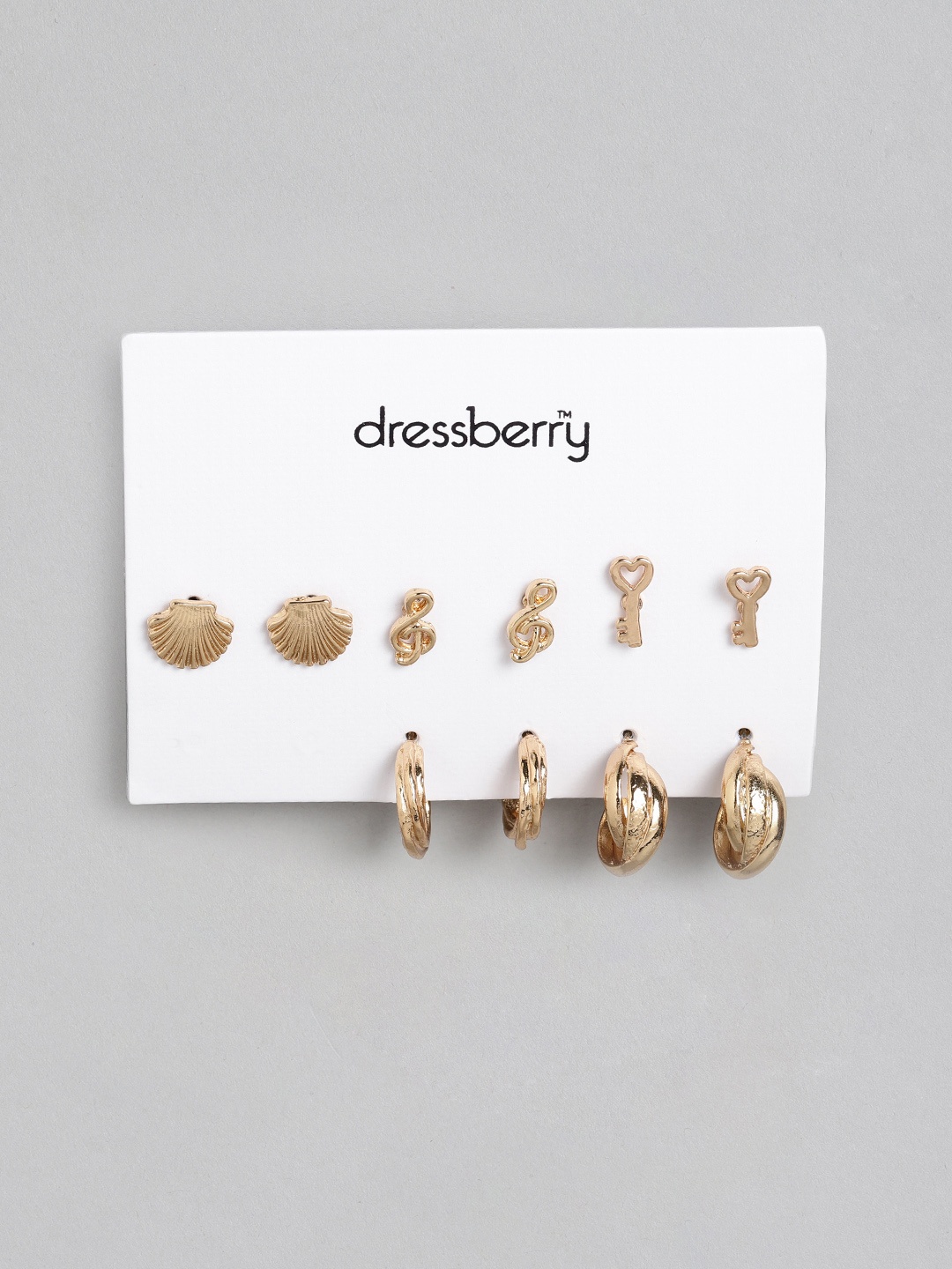 

DressBerry Set of 5 Gold-Toned Earrings