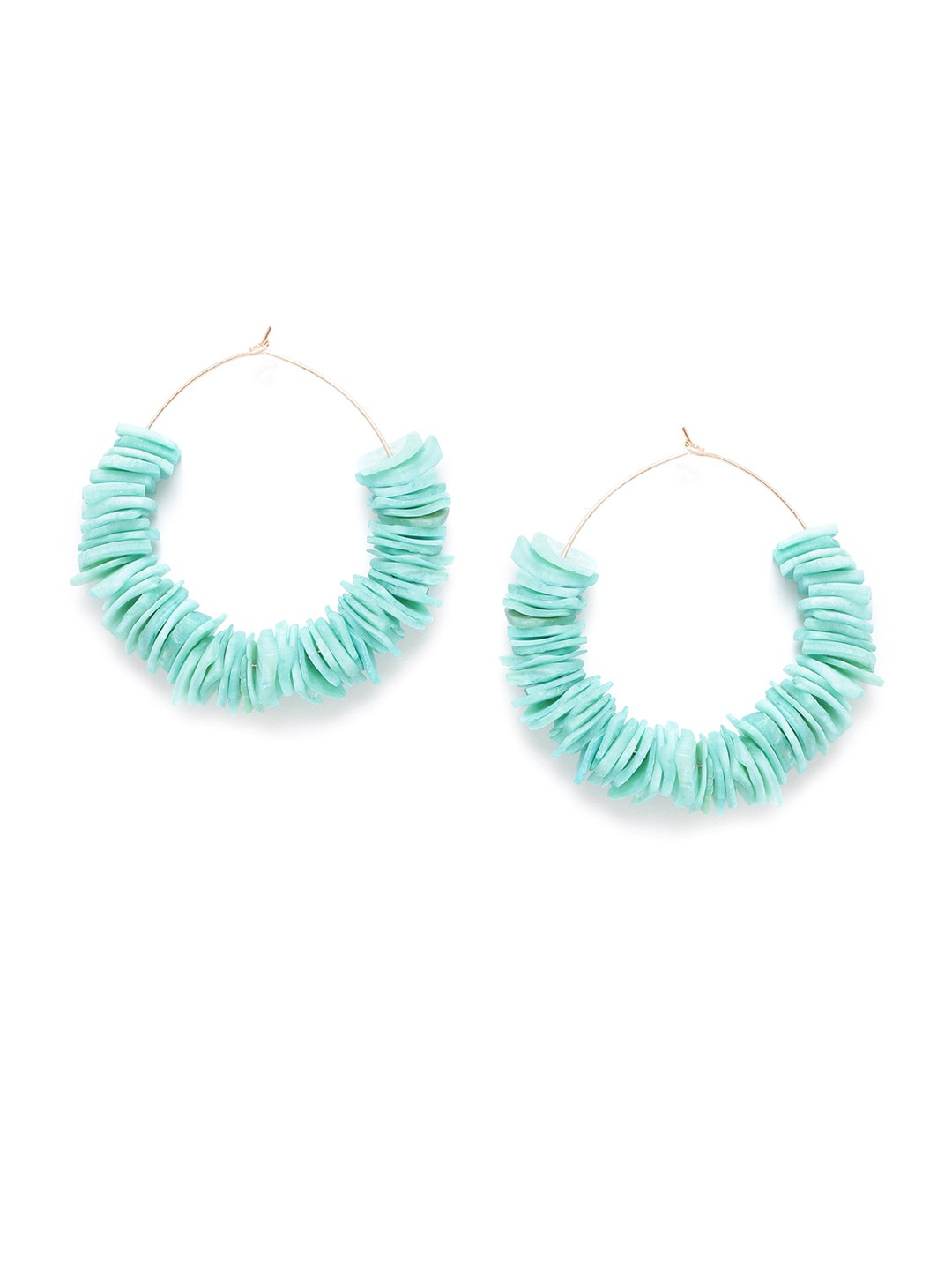 

DressBerry Sea Green Shell Oval Hoop Earrings