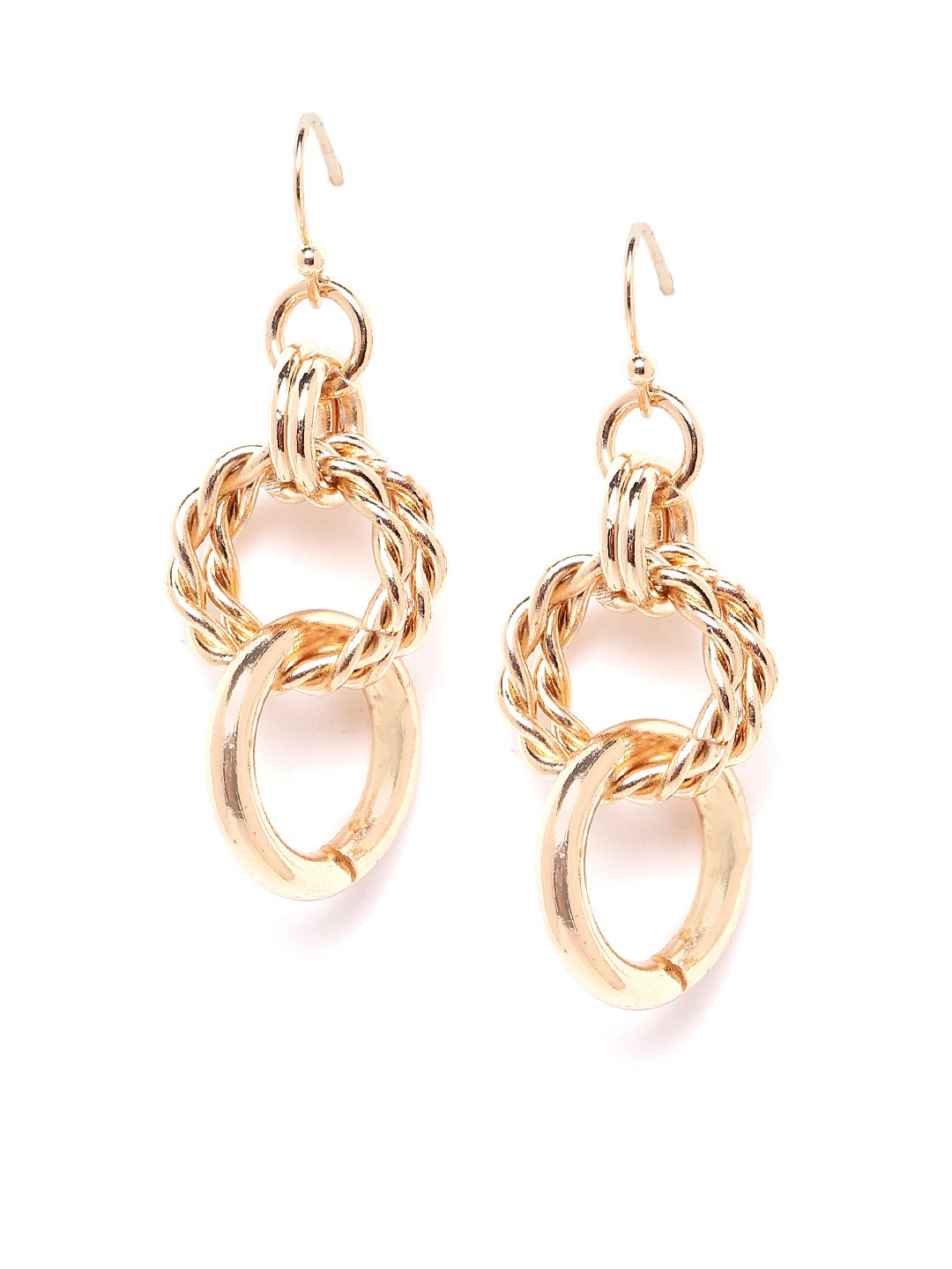 

DressBerry Gold-Toned Circular Link Drop Earrings