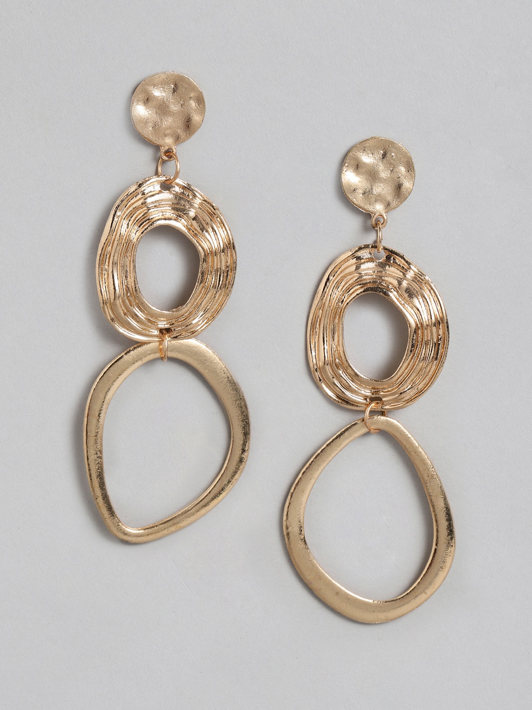 

DressBerry Gold-Toned Hammered Effect Contemporary Handcrafted Drop Earrings