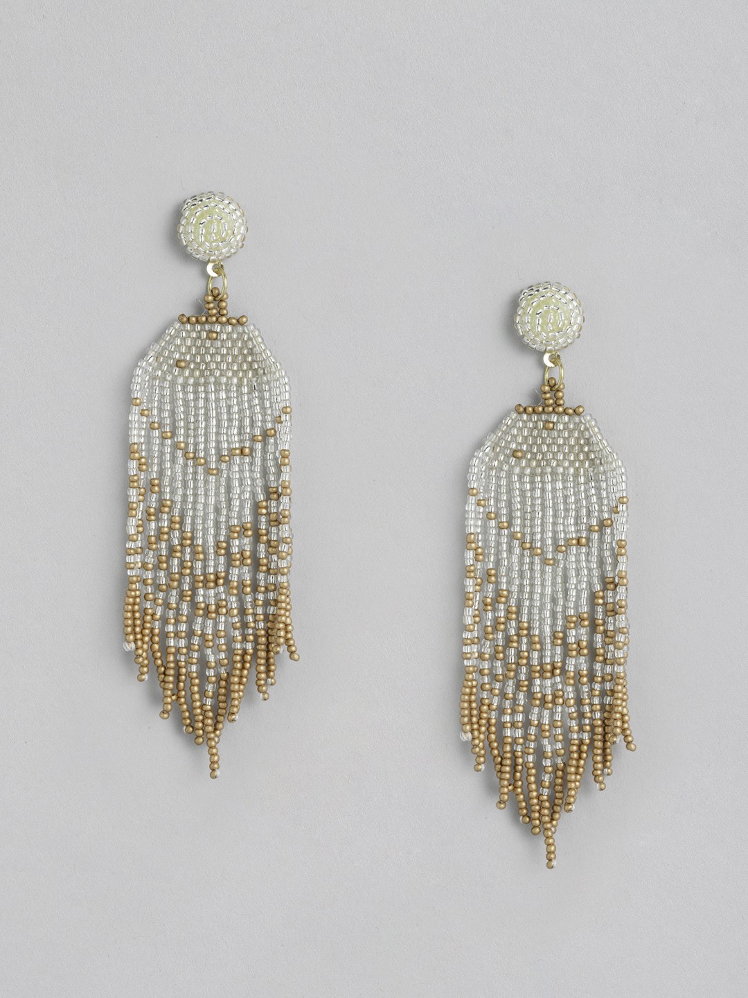 

DressBerry Off-White Classic Beaded Chandelier Earrings