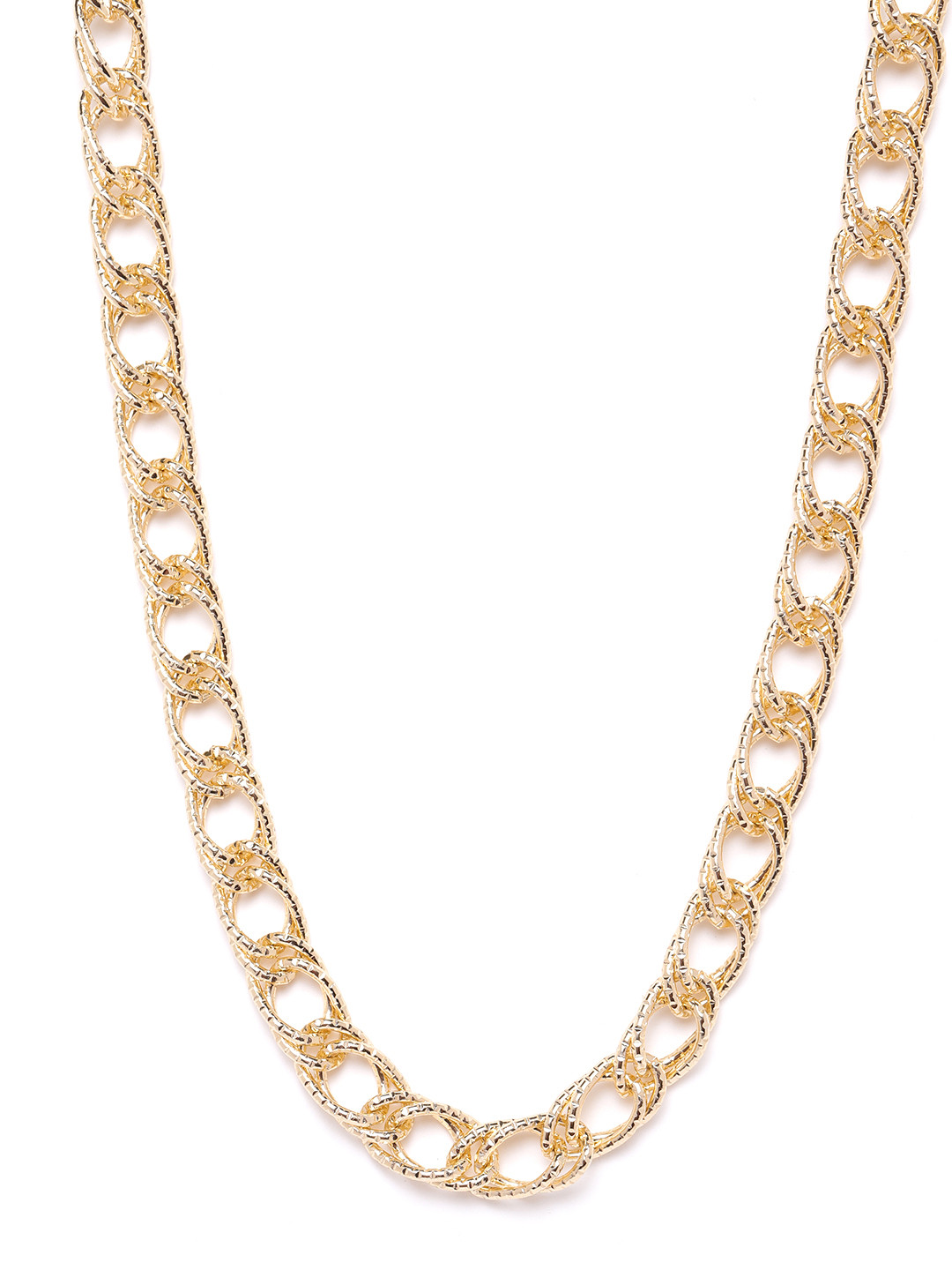 

DressBerry Gold-Toned Textured Link Necklace