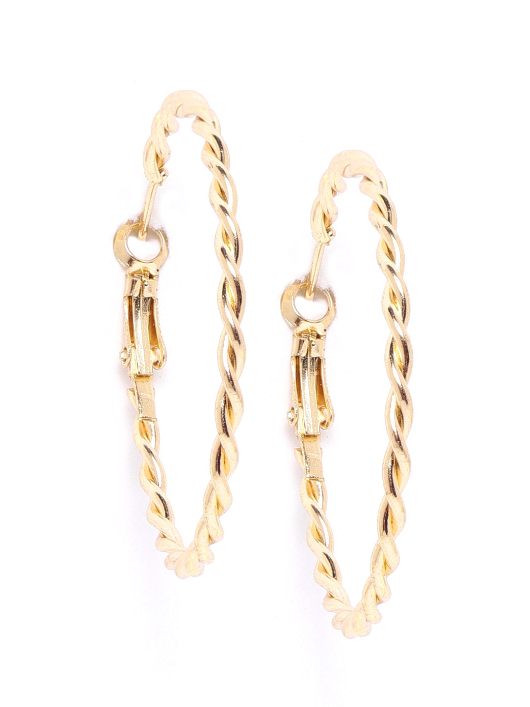 

DressBerry Gold-Toned Twisted Circular Hoop Earrings