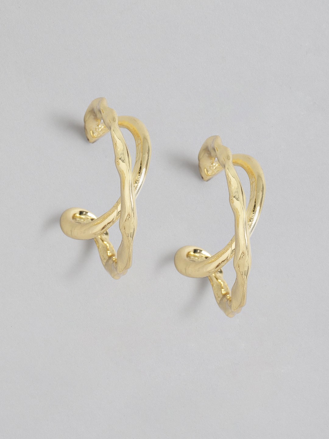 

DressBerry Gold-Toned Contemporary Half Hoop Earrings