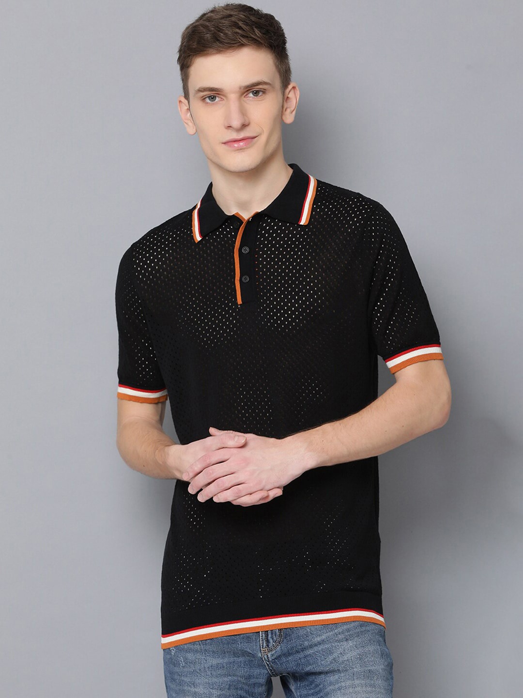 

Antony Morato Men Black Solid Polo Collar T-shirt