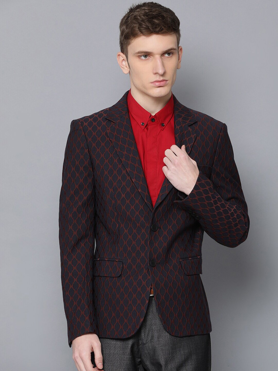 

Antony Morato Men Blue Self Design Formal Blazer