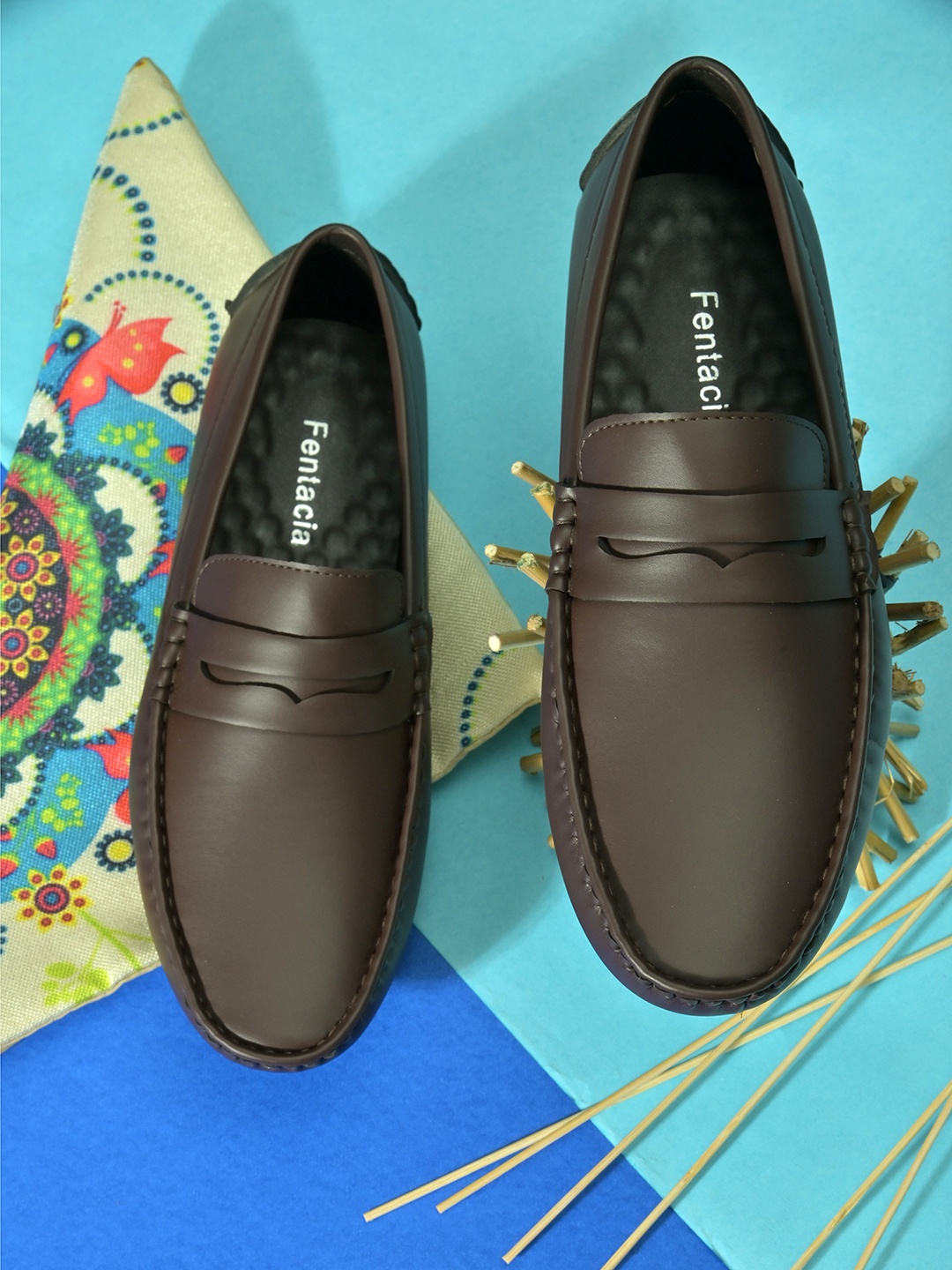 

Fentacia Men Brown Solid Penny Loafers