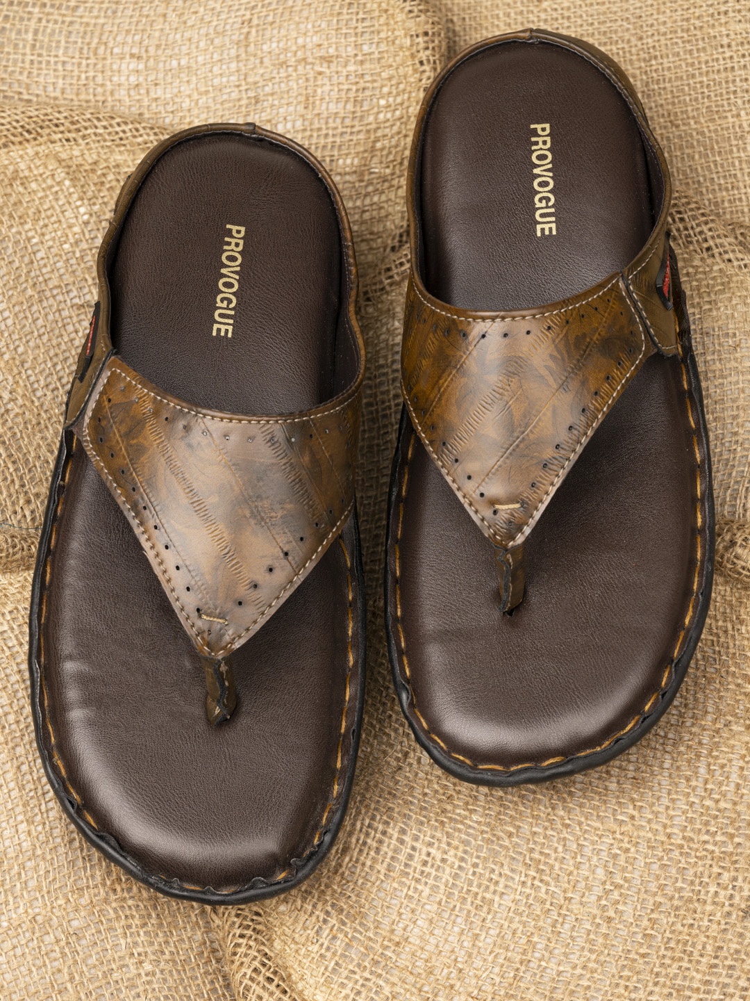 

Provogue Men Brown & Black Printed Slip-On
