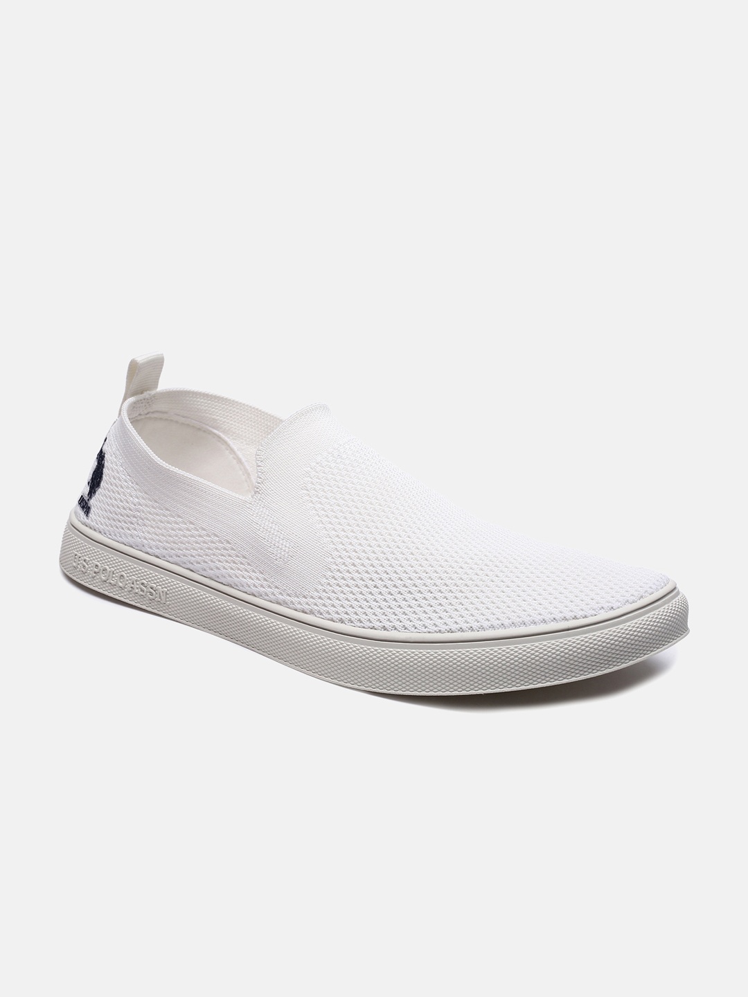 

U S Polo Assn Men White Textured Slip-On Sneakers
