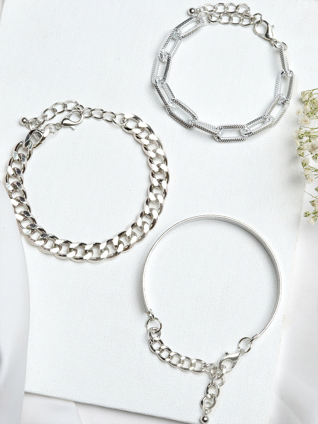

JOKER & WITCH Silver-Toned Set of 3 Link Bracelet