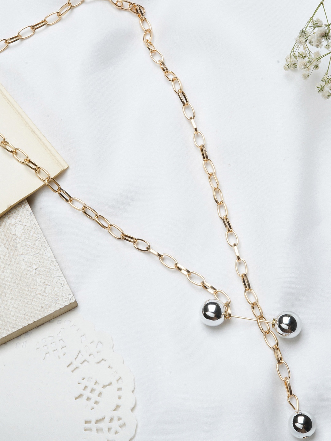 

JOKER & WITCH Gold-Toned Alloy Pearl Chain Link Gold Necklace