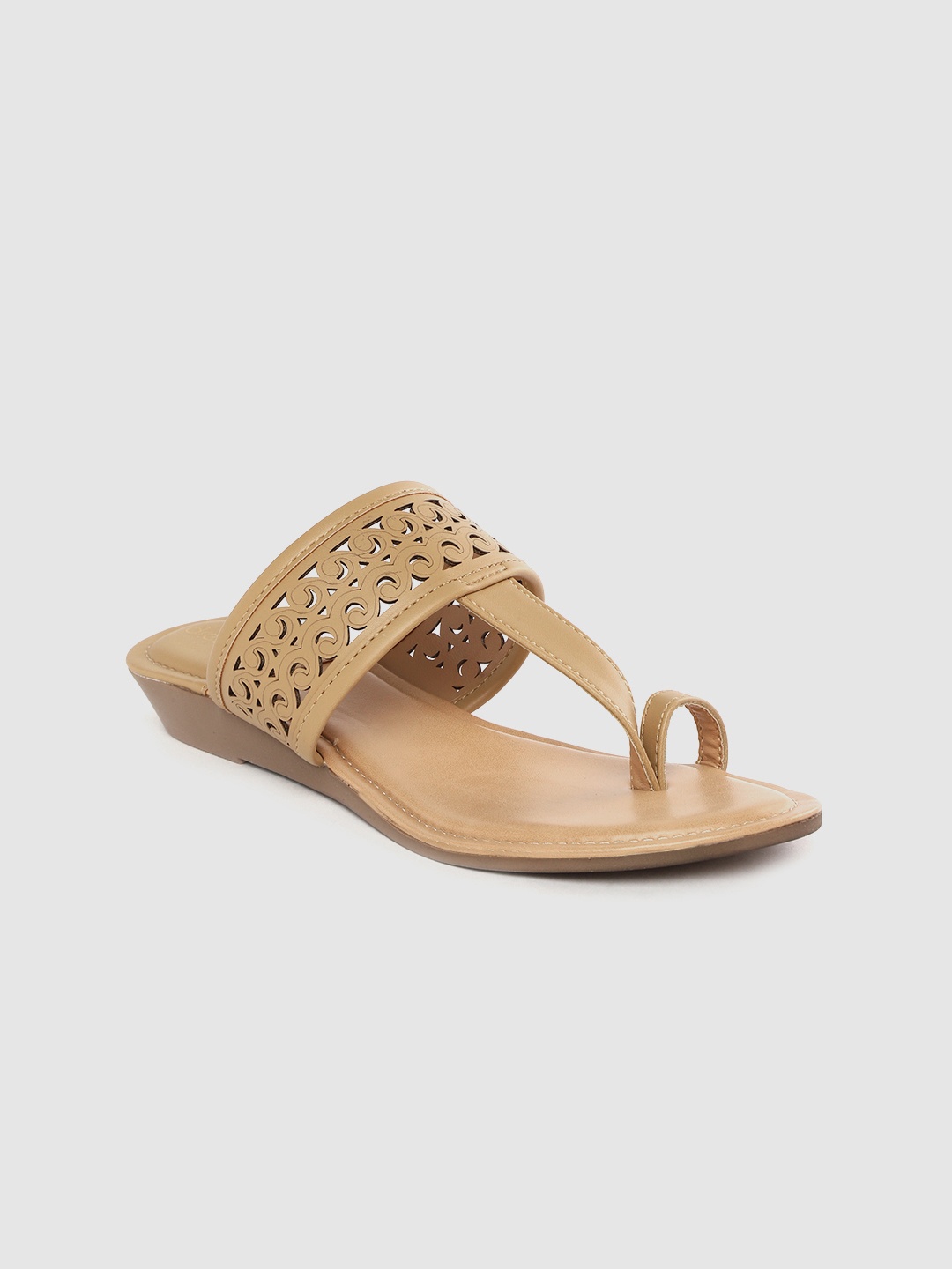 

DressBerry Women Beige Laser Cut One Toe Flats