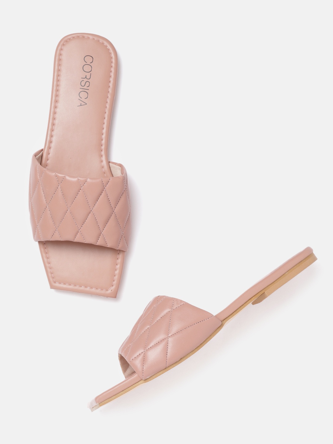 

CORSICA Women Dusty Pink Quilted Open Toe Flats