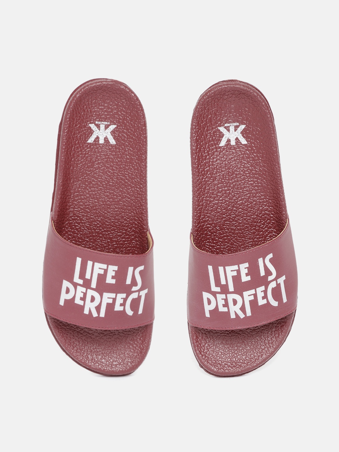 

Kook N Keech Women Maroon & White Printed Sliders
