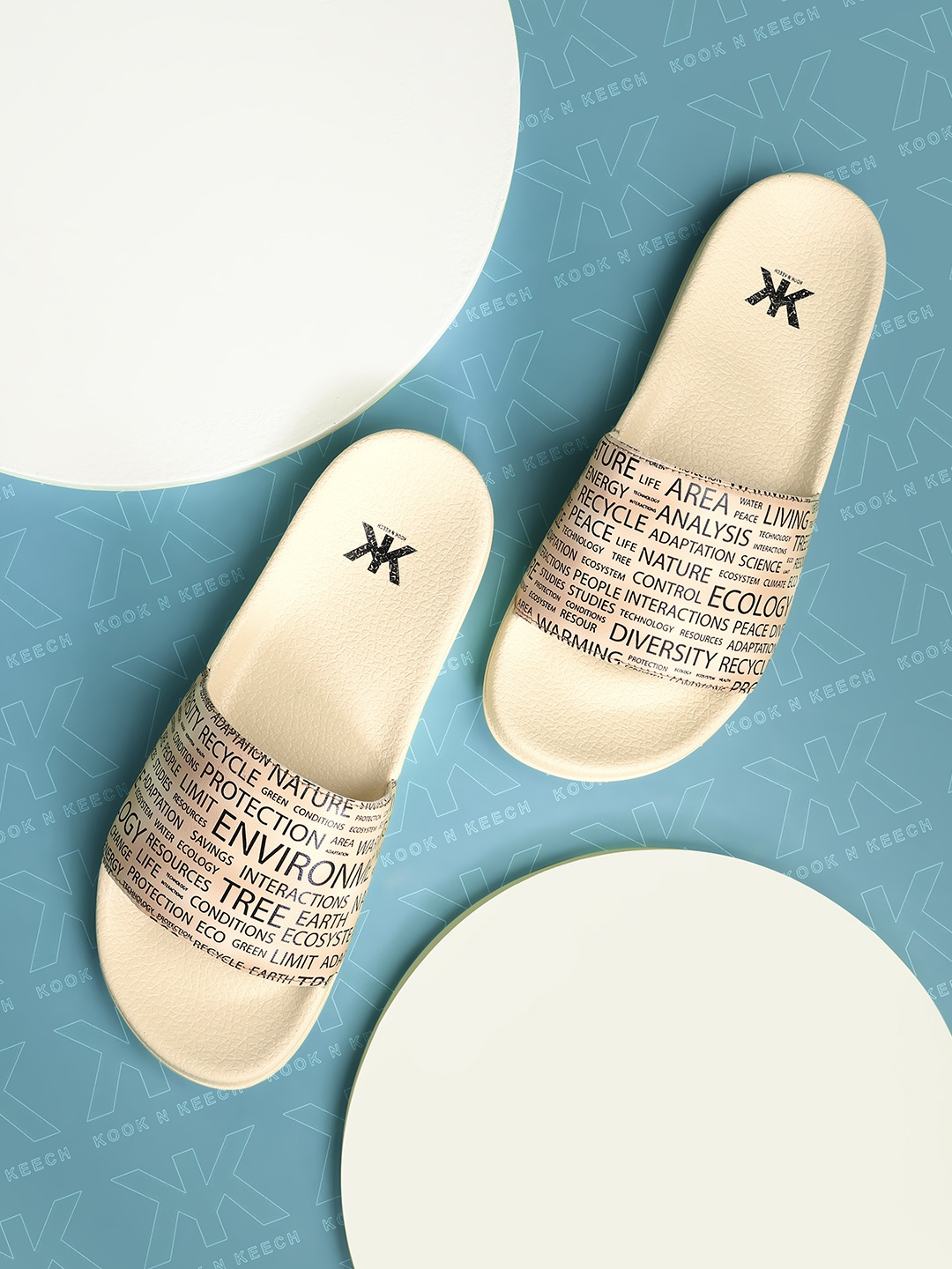 

Kook N Keech Women Cream-Coloured & Black Typography Print Sliders