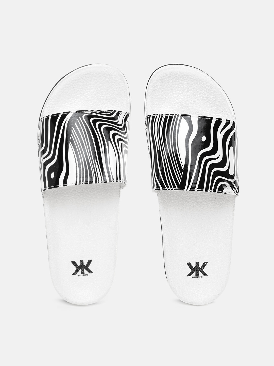 

Kook N Keech Women Black & White Printed Sliders