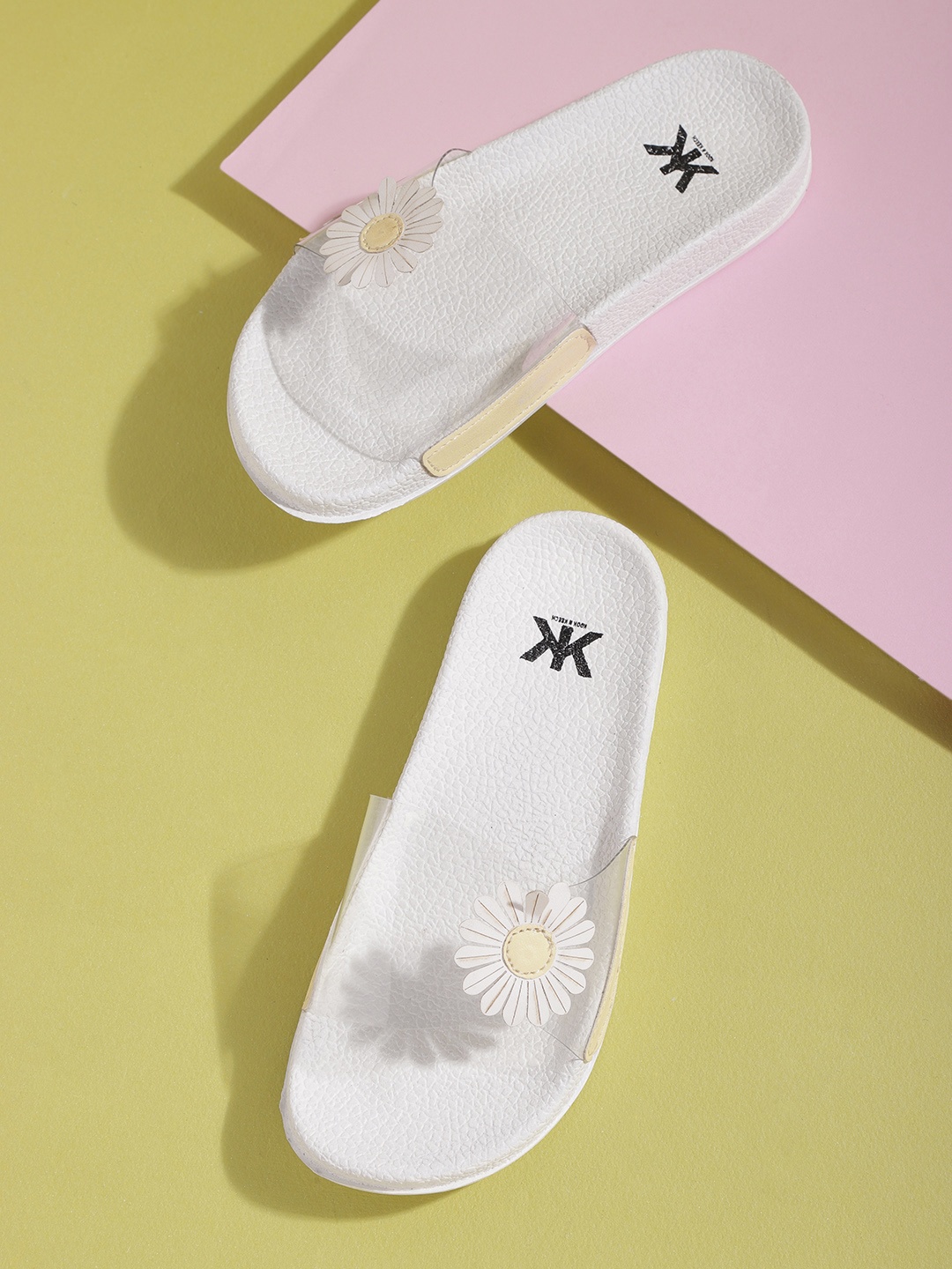 

Kook N Keech Women Sliders with Flower Detail, Transparent