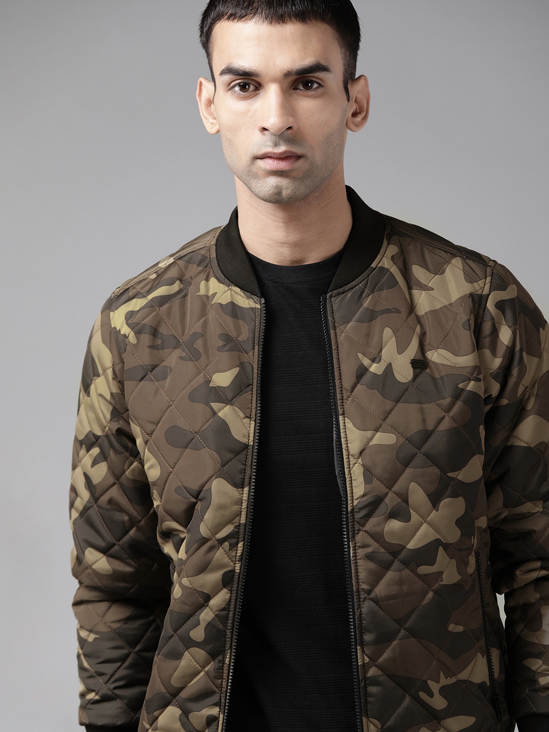 

Roadster Men Brown & Khaki Camouflage Bomber Jacket
