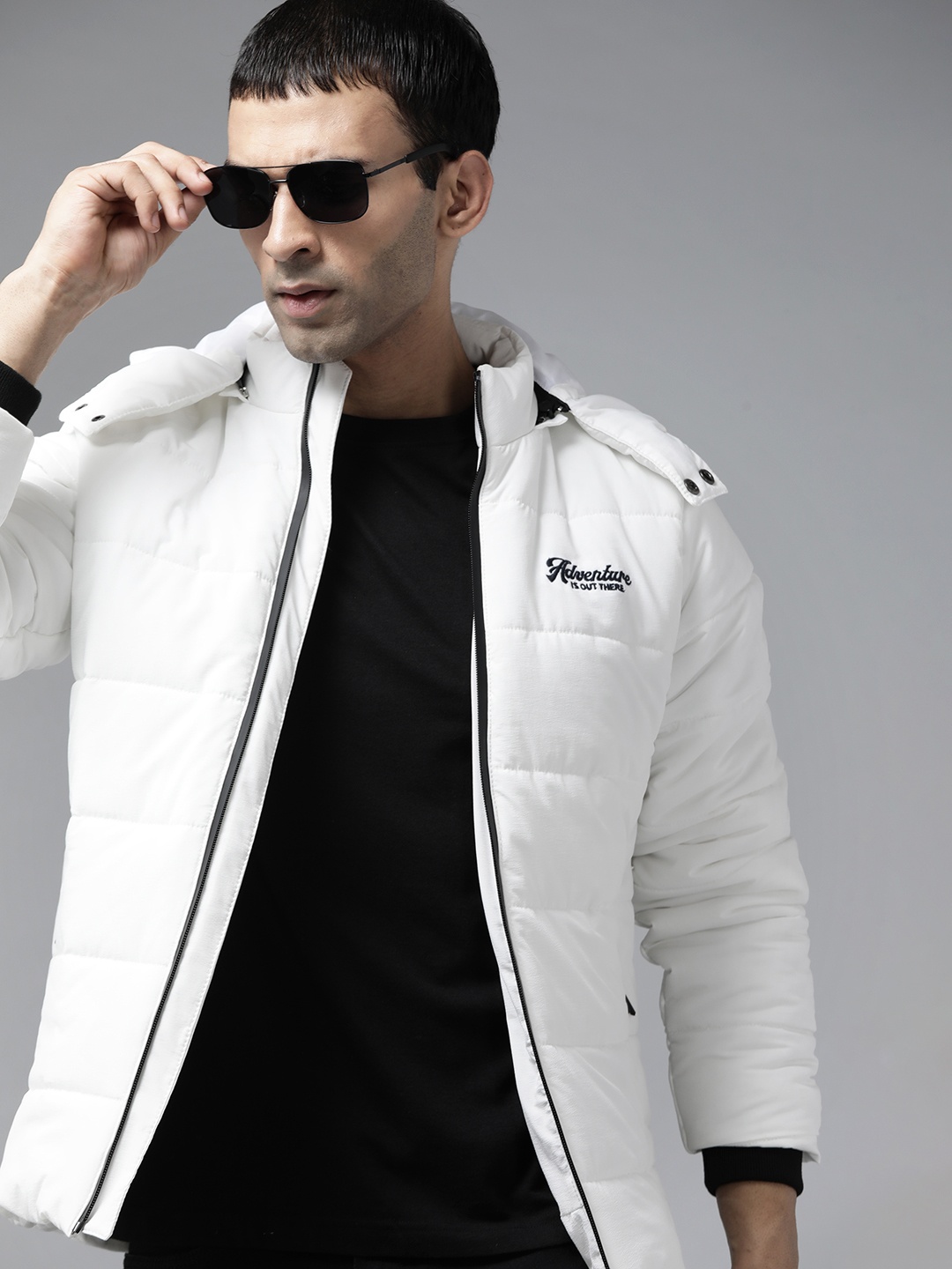 

Roadster Men White Padded Jacket