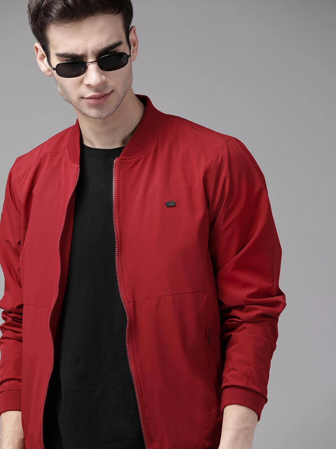 

Roadster Men Red Solid Bomber Jacket