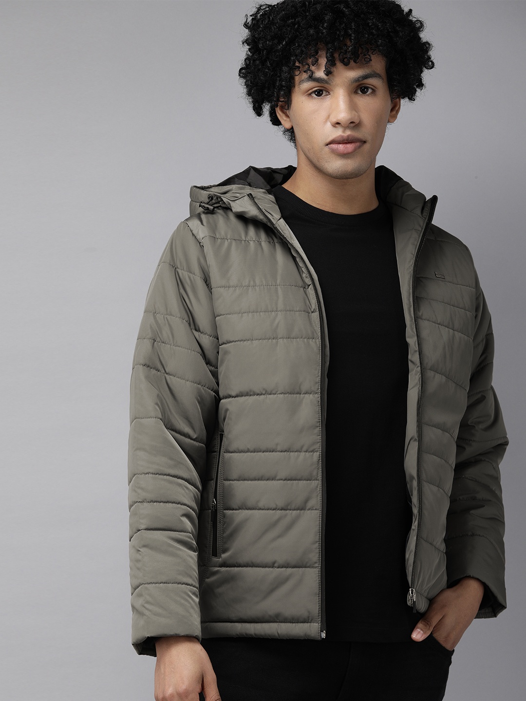 

Roadster Men Grey Padded Jacket