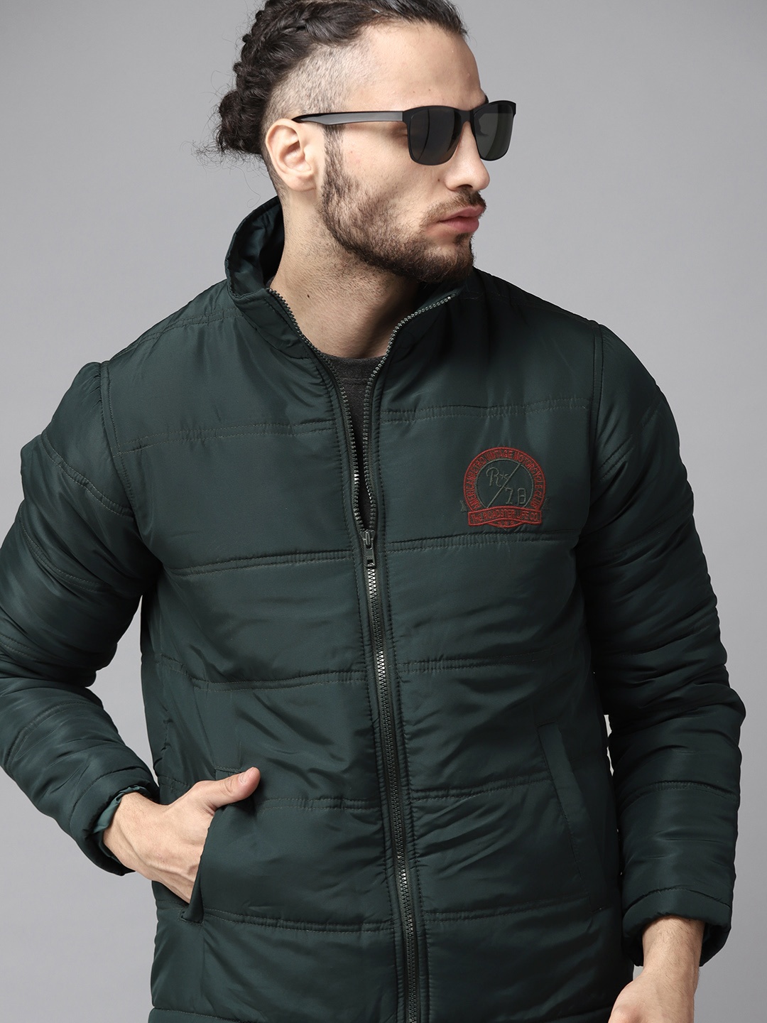 

Roadster Men Green Padded Jacket