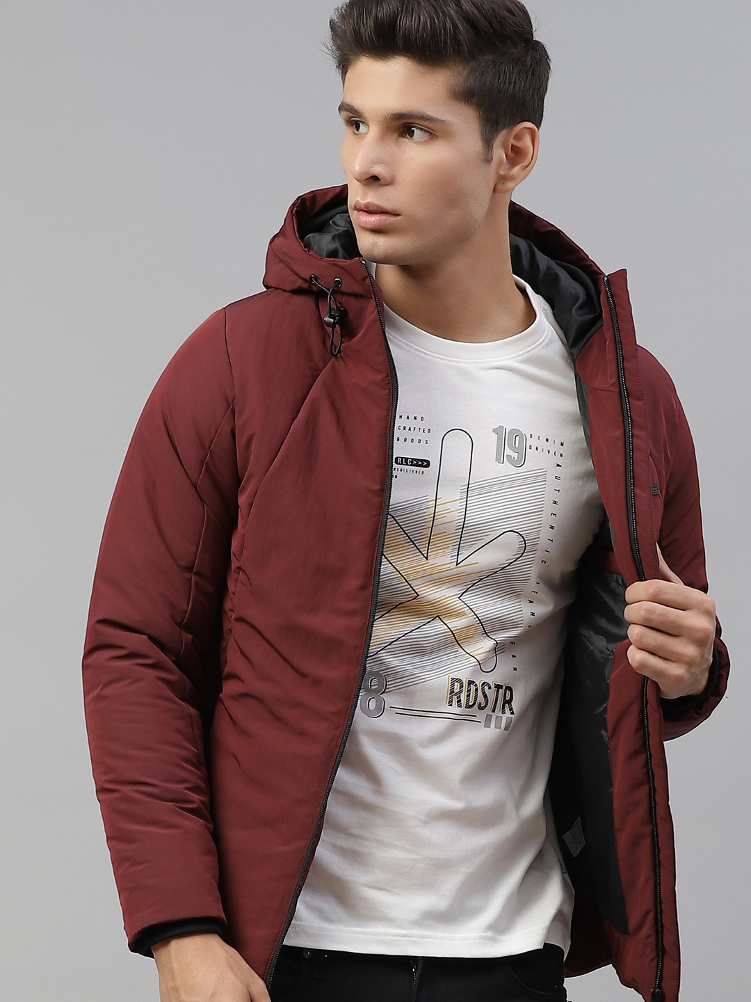 

Roadster Men Maroon Padded Jacket