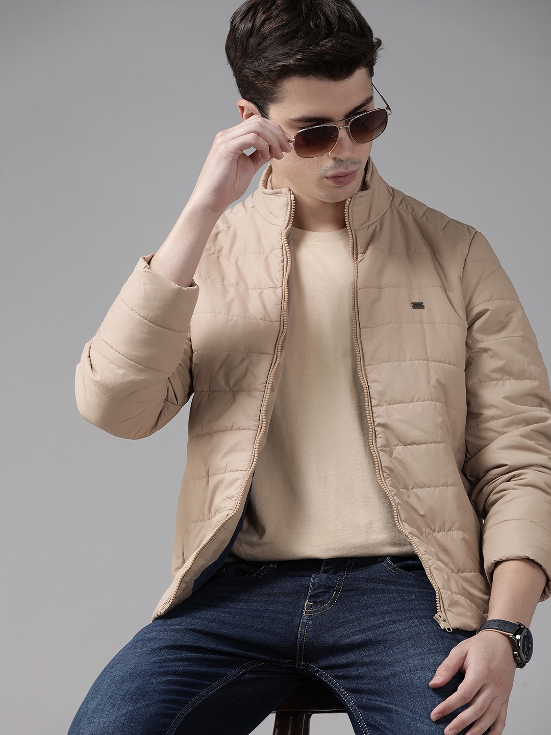 

The Roadster Lifestyle Life Co. Men Padded Jacket, Beige
