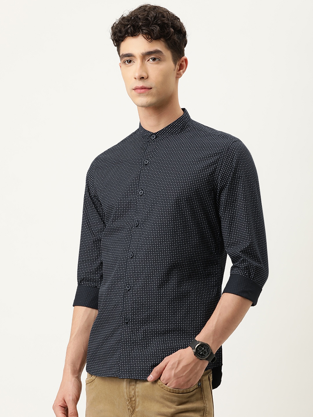 

Flying Machine Men Black Slim Fit Printed Casual Shirt