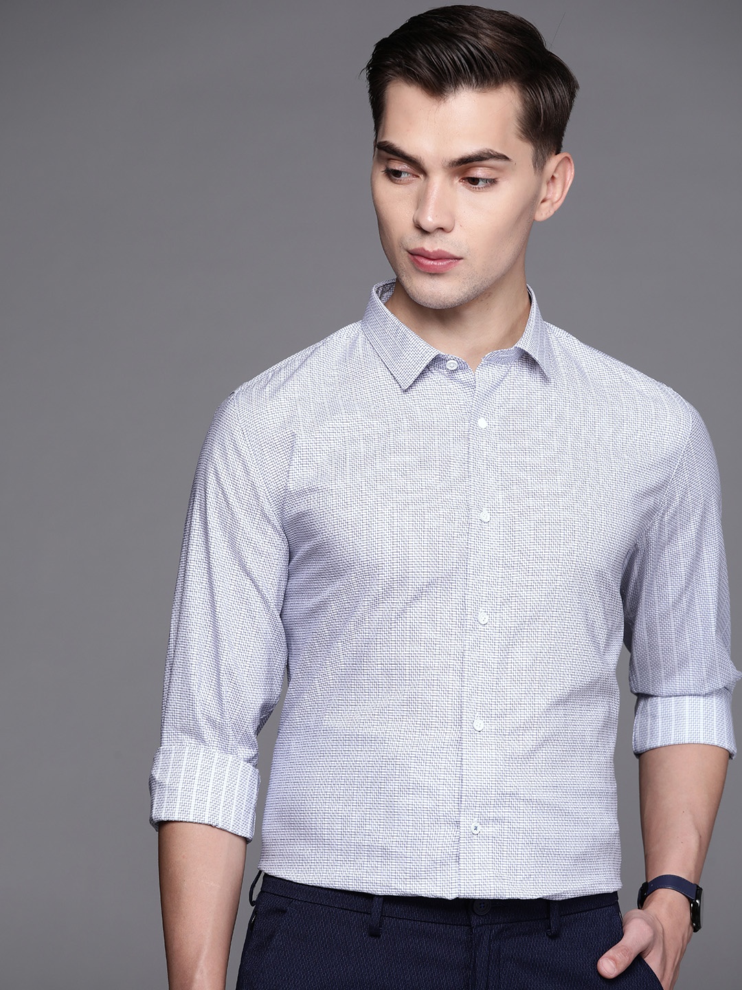 

Louis Philippe Sport Men White Super Slim Fit Opaque Printed Formal Shirt