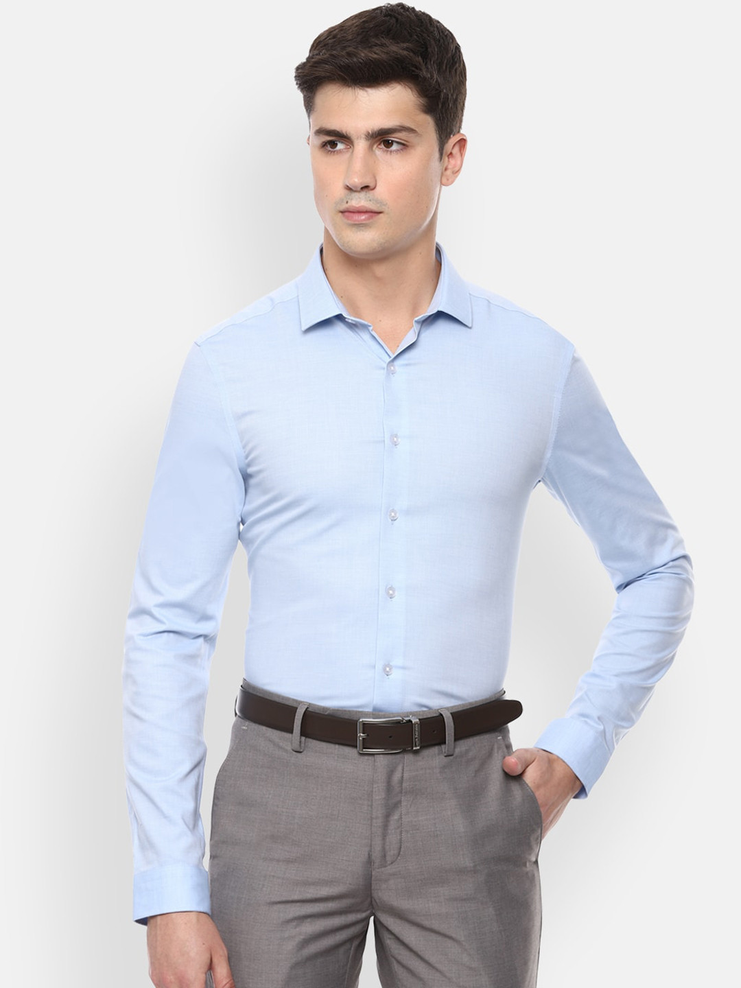 

Louis Philippe Men Blue Slim Fit Solid Casual Shirt