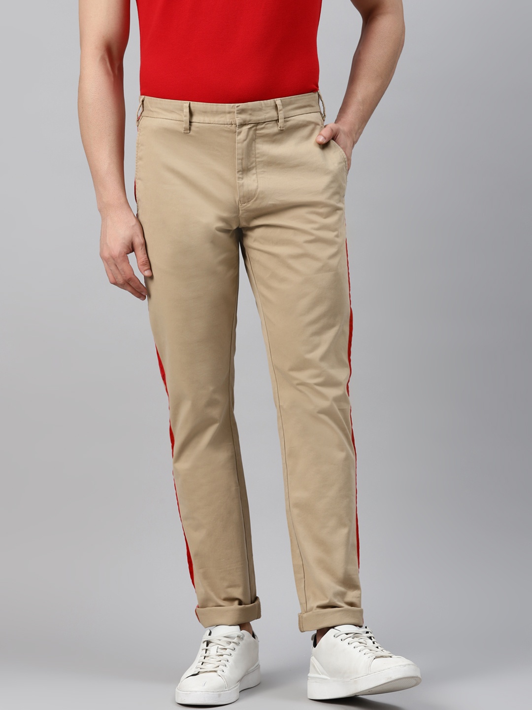 

Tommy Hilfiger Men Khaki Slim Fit Chinos Trousers