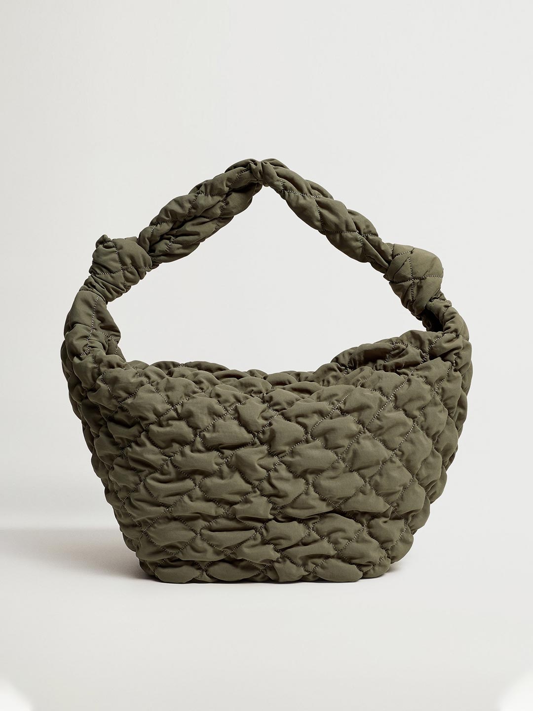 

MANGO Olive Green Quilted Shoulder Bag