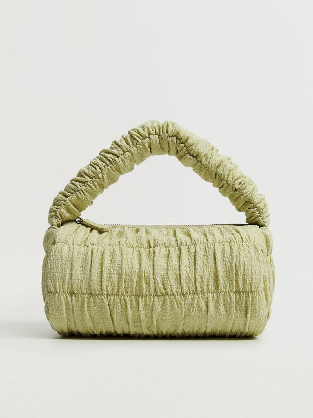 

MANGO Green Ruched Handheld Bag