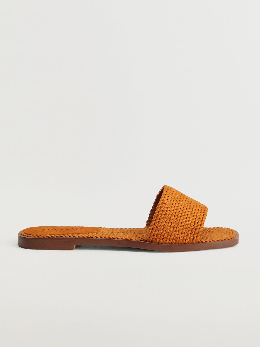 

MANGO Women Orange Textured Open Toe Flats