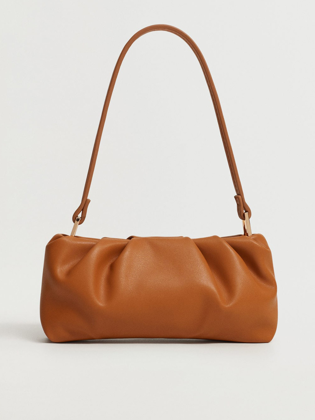 

MANGO Brown Solid Shoulder Bag with Gather Detail
