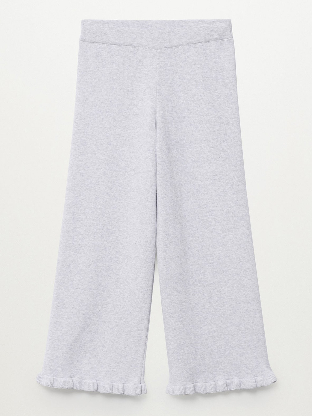 

Mango Kids Girls Grey Melange Solid Pure Cotton Sustainable Parallel Trousers